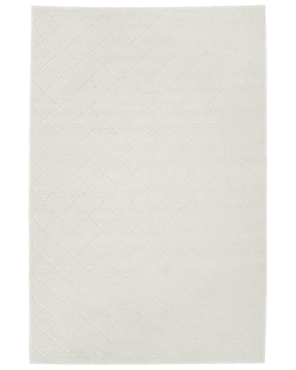 Matto luonnonvalkoinen villa viskoosi 160 x 230 cm käsintehty ruudullinen suorakulmio skandinaavinen