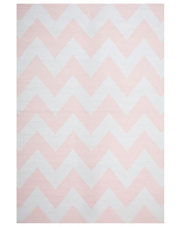 Lyserød Tæppe 160 x 230 cm Zigzag Mønster Korthår Stue Soveværelse