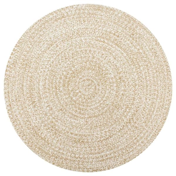 vidaXL Käsintehty juuttimatto valkoinen ja luonnollinen kuvio 120 cm