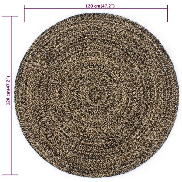 vidaXL Håndlaget teppe jute svart og naturlig 120 cm
