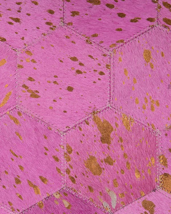Rundt lyserødt lædertæppe ø 140 cm geometrisk mønster håndvævet patchwork til stue soveværelse moderne stil