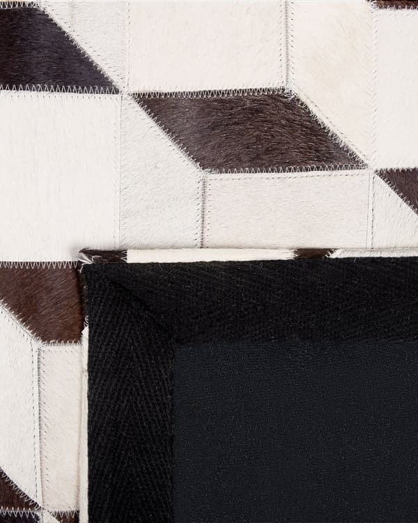 Matta Creme Läder 140 x 200 cm Modern Lappmönster Koläder 3D Mönster Handgjord Rektangulär