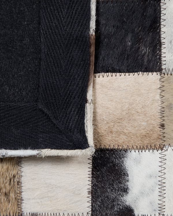 Matta Brun Beige Läder 160 x 230 cm Modern Patchwork Koskinn Handgjord