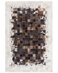 Miniatyrbild 5 av 7: Matta Brun med Beige Läder 140 x 200 cm Modern Patchwork Koskinn Handgjord