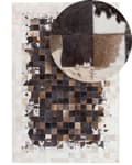 Miniatyrbild 1 av 7: Matta Brun med Beige Läder 140 x 200 cm Modern Patchwork Koskinn Handgjord