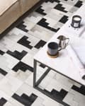 Miniatyrbild 4 av 7: Skinnmatta Svart med Grå 140 x 200 cm Modern Patchwork Handgjord Rektangulär Matta
