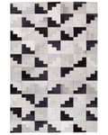 Miniatyrbild 5 av 7: Skinnmatta Svart med Grå 140 x 200 cm Modern Patchwork Handgjord Rektangulär Matta