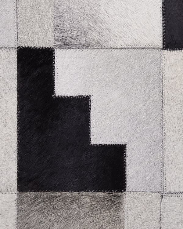 Skinnmatta Svart med Grå 140 x 200 cm Modern Patchwork Handgjord Rektangulär Matta