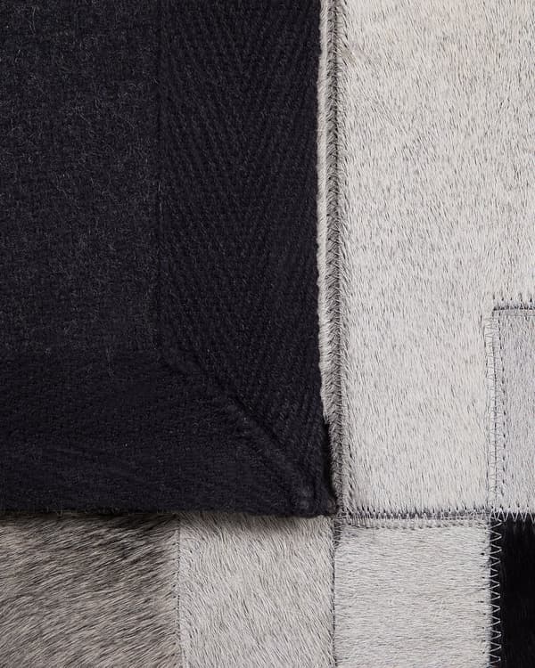 Skinnmatta Svart med Grå 140 x 200 cm Modern Patchwork Handgjord Rektangulär Matta