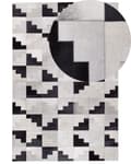 Miniatyrbild 1 av 7: Skinnmatta Svart med Grå 140 x 200 cm Modern Patchwork Handgjord Rektangulär Matta