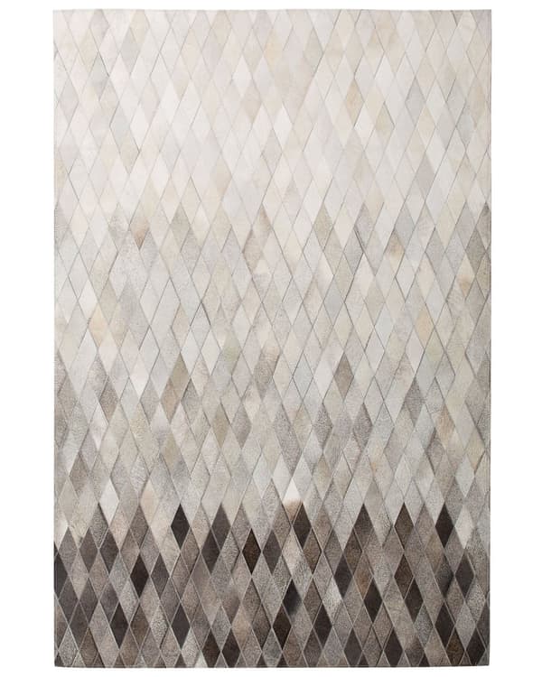 Matto valkoinen harmaa lehmännahka 140 x 200 cm käsintehty tilkkukuvio suorakulmio moderni tyyli