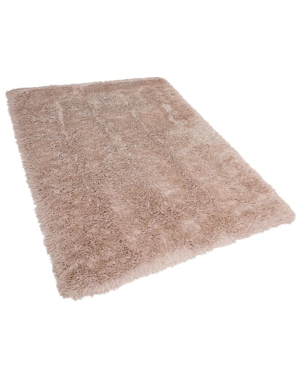 Matto beige polyesteri 160 x 230 cm pörröinen pitkä nukka suorakulmio moderni tyyli