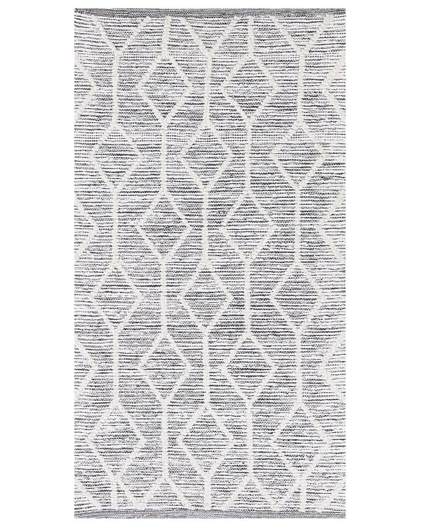 Matto harmaa beige villa puuvilla 80 x 150 cm geometrinen kuvio käsintehty suorakulmio skandinaavinen