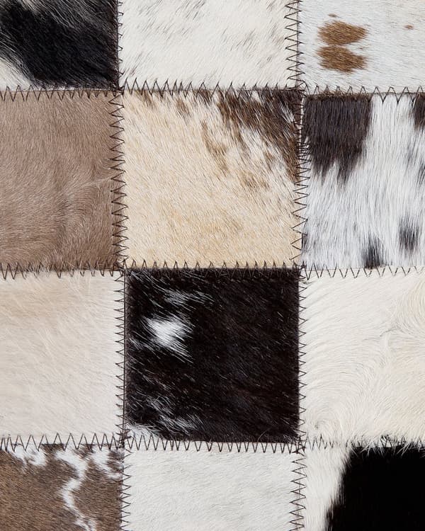 Tæppe Brun Beige Læder 140 x 200 cm Moderne Patchwork Håndlavet