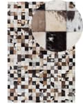 Miniatyrbillede 1 af 6: Tæppe Brun Beige Læder 140 x 200 cm Moderne Patchwork Håndlavet