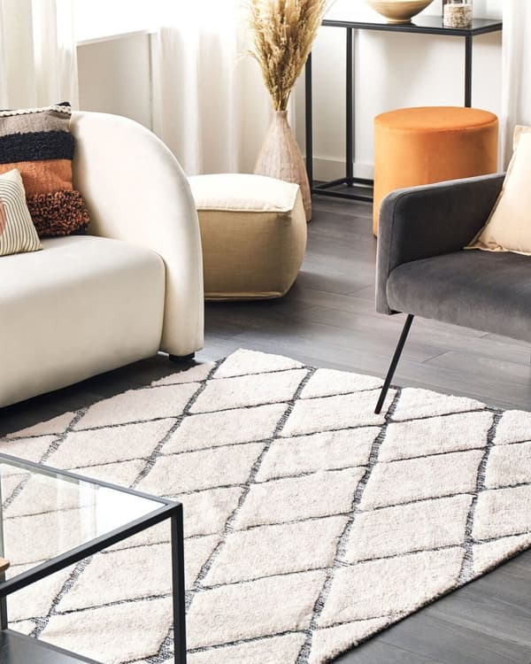Matta Beige Bomull Handvävd Trasig 160 x 230 cm Modern