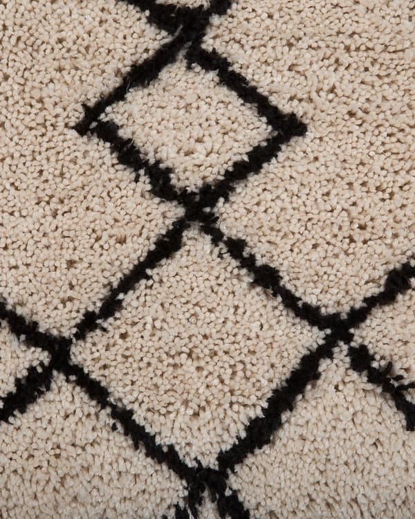 Matta Beige och Svart Polyestertyg 160 x 230 cm Geometriskt Mönster Rektangulär