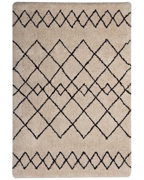 Matta Beige och Svart Polyestertyg 160 x 230 cm Geometriskt Mönster Rektangulär
