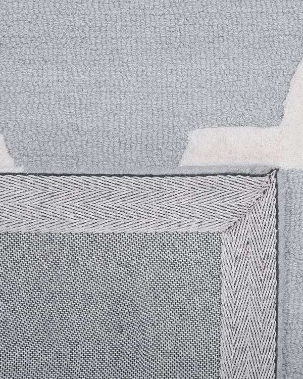 Tæppe lysegrå Uld og bomuld 200 x 300 cm rektangulær Espalier Firkløver Mønster Håndtuftet Orientalsk marokkansk kløver dekor af høj kvalitet