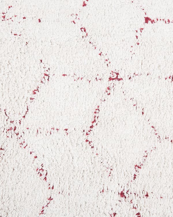 Område Tæppe Hvidt Bomuld Shaggy 140 x 200 cm Rødt geometrisk mønster