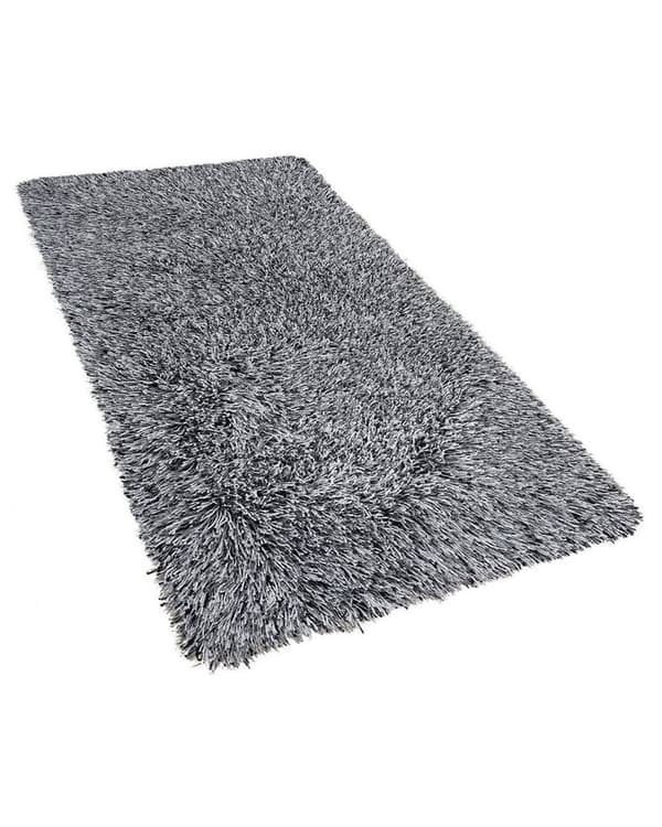 Sort og hvidt shaggy tæppe 80 x 150 cm fluffy uldet