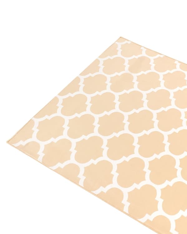 Gulvtæppe Hvid og Beige Polyester 160 x 230 cm Rektangulær Håndvævet Marokkansk Espalier Firkløver Indendørs Udendørs Oriental Indretning