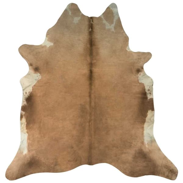 vidaXL gulvtæppe i ægte koskind 150 x 170 cm brun og hvid