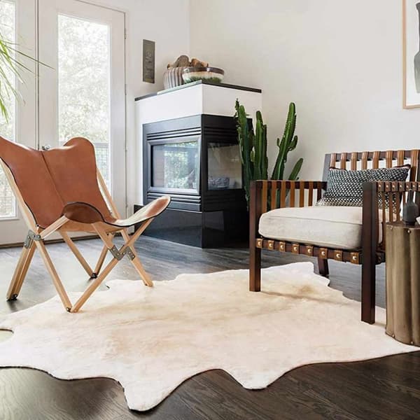 vidaXL Ekte kuskinnteppe 150x170 cm beige