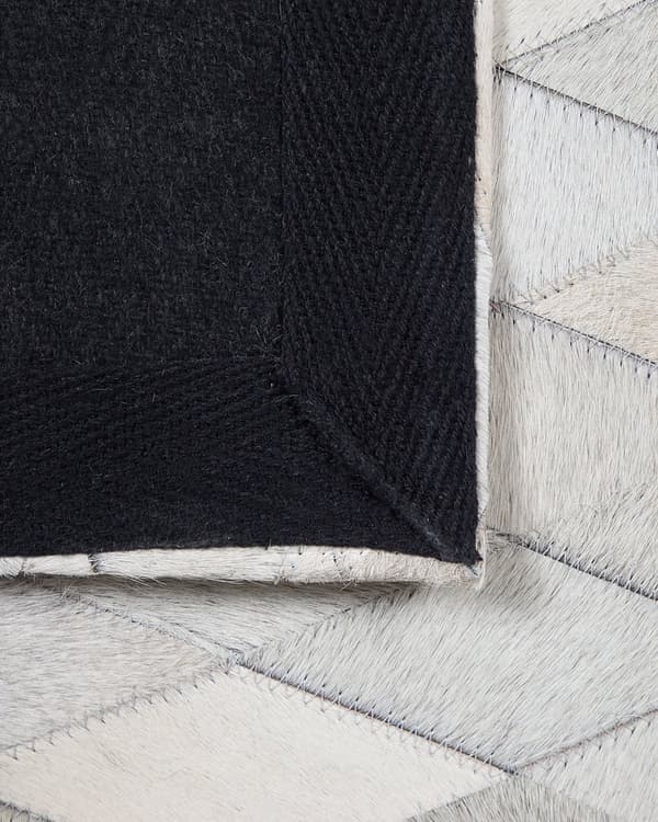 Tæppe Sort og Hvidt Læder 160 x 230 cm Patchwork Håndlavet Moderne Stil