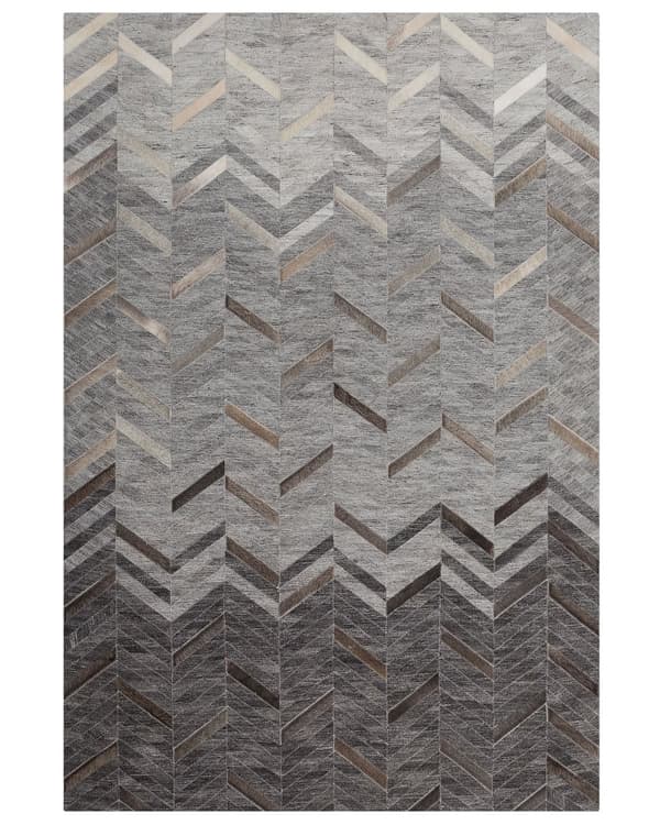 Matta Grå 140 x 200 cm Koskinn Läder Geometrisk Modern