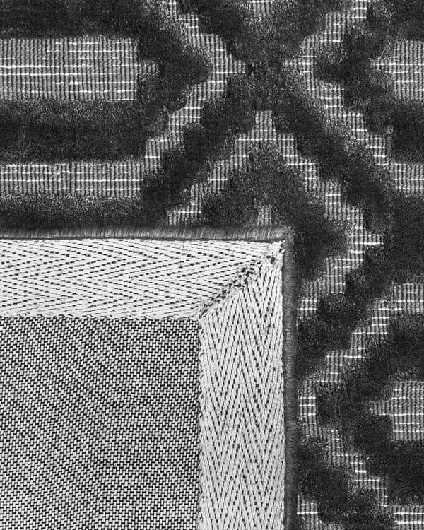 Matta Mörkgrå Viskos Bomull 140 x 200 cm Geometriskt Mönster Modern Design Handvävd Sovrum Vardagsrum