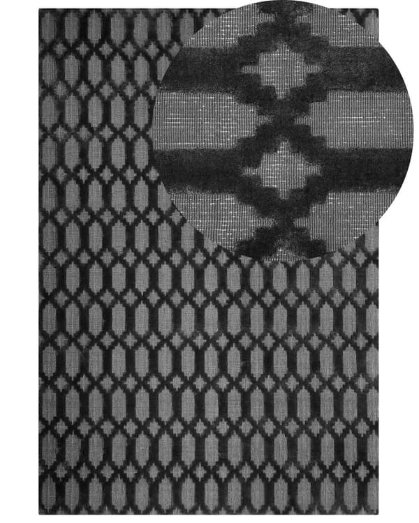 Matta Grå Viskos 140 x 200 cm Geometriskt Mönster Handvävd Plattväv