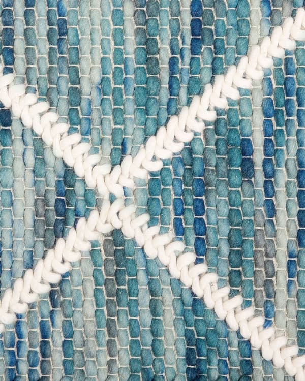 Blåt Uldtæppe 140 x 200 cm Geometrisk Mønster Håndvævet Boho Stil