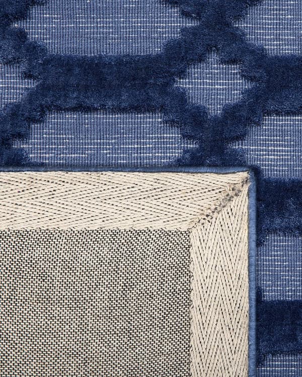 Blå Viskosetæppe 160 x 230 cm Geometrisk Mønster Håndvævet til Stue Soveværelse Moderne Stil