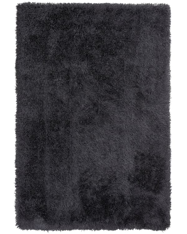 Sort shaggy tæppe 200 x 300 cm fluffy uldet