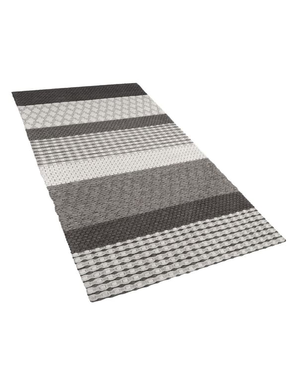 Matta Grå 80 x 150 cm Ull Vardagsrum Hemmakontor Lappar