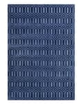 Miniatyrbild 4 av 6: Matta Mörkblå Viskos Bomull 140 x 200 cm Geometriskt Mönster Modern Design Handvävd Sovrum Vardagsrum