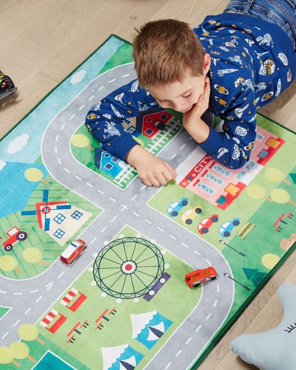 Matta Grön Polyester Stad Karta By Resa Tema Golv Lekmatta