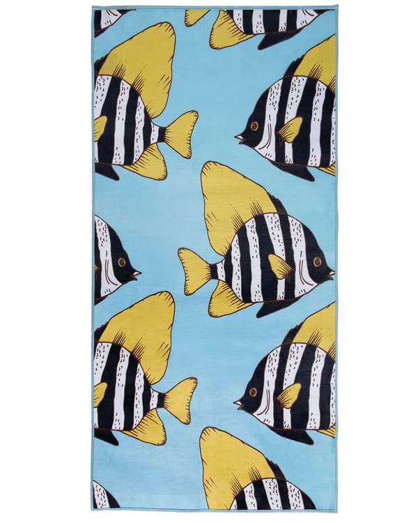 Matta Grön och Gul Tryckt Fisk 80 x 150 cm för Barn