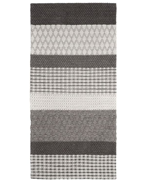Matto harmaa villa polyesteri 80 x 150 cm raidallinen jakardikudottu suorakulmio moderni tyyli