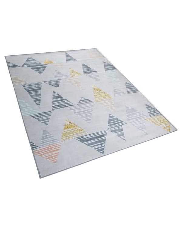 Matta Flerfärgad Polyestertyg Geometriskt Slitet Mönster Rektangulär 160 x 230 cm