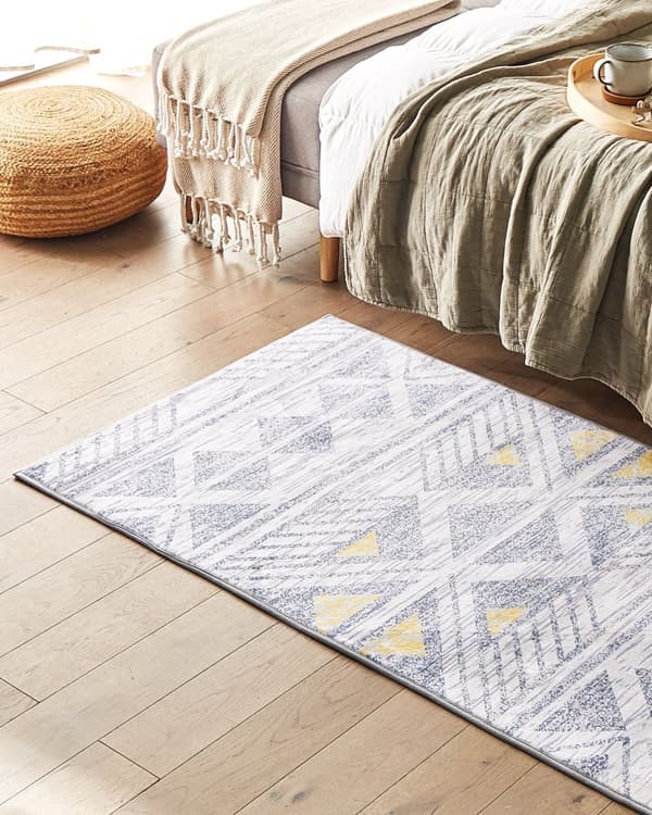 Matta Grå med Gul Polyester 80 x 150 cm Geometriskt Mönster