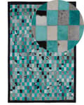 Miniatyrbild 1 av 6: Matta Turkos och Grå Läder Rutig 160 x 230 cm Modern Eklektisk