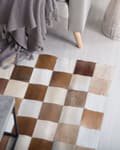Miniatyrbild 2 av 7: Matta Brun och Beige Läder Rutig 140 x 200 cm Rustik Lantlig