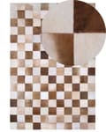 Miniatyrbild 1 av 7: Matta Brun och Beige Läder Rutig 140 x 200 cm Rustik Lantlig