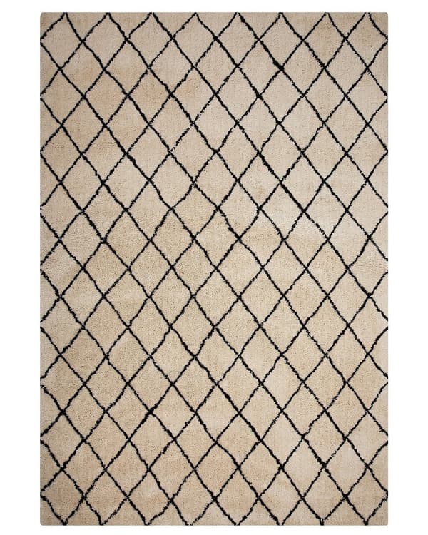 Trasmatta Beige med Svart 200 x 300 cm Geometriskt Mönster Modern