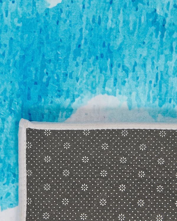 Gulvtæppe Blå Polyester Flerfarvet 160 x 230 cm Abstrakt Mønster af Spildt Akvarel Maling Pletter Mønster til Børneværelse Nem Vaske Rense