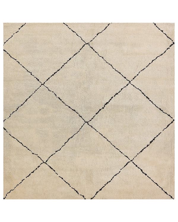 Område tæppe beige og sort polyester 200 x 200 cm geometrisk diamantmønster moderne design