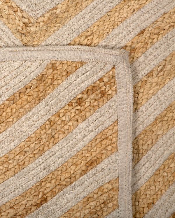 Gulvtæppe Beige Bomuld Jute Natur 140 x 200 cm Dekorativ Løs Fladvævet Mønstret Tæppe til Indendørs Rustik Boho til under Sofabord Entré