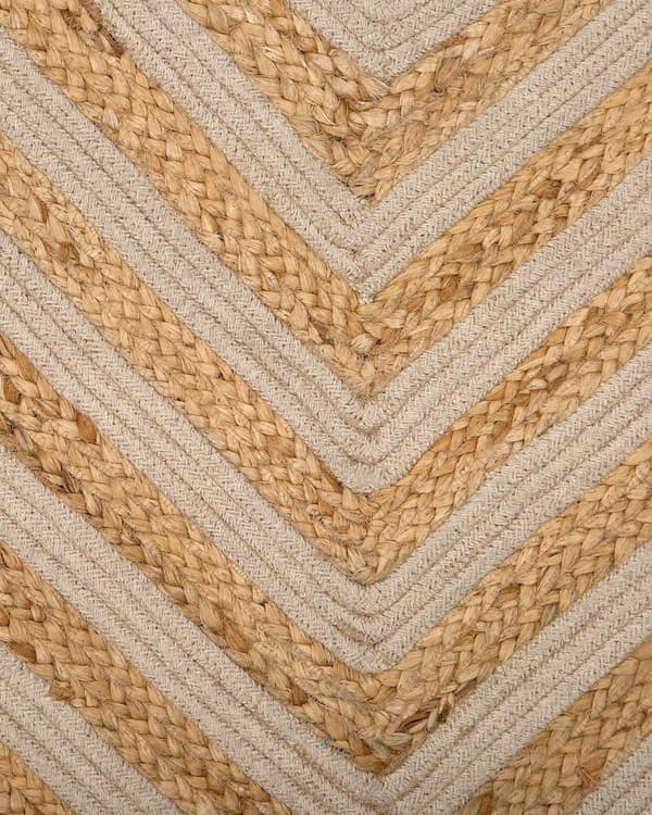 Gulvtæppe Beige Bomuld Jute Natur 140 x 200 cm Dekorativ Løs Fladvævet Mønstret Tæppe til Indendørs Rustik Boho til under Sofabord Entré